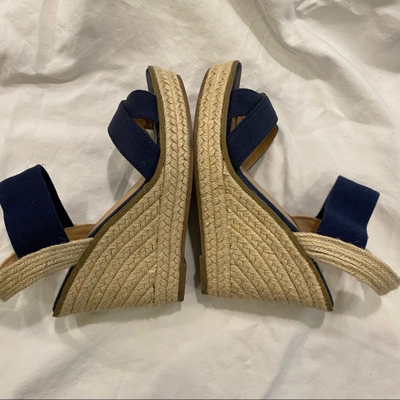 Merona Cream Espadrilles Navy Wedge size 7.5 - Picture 9 of 11